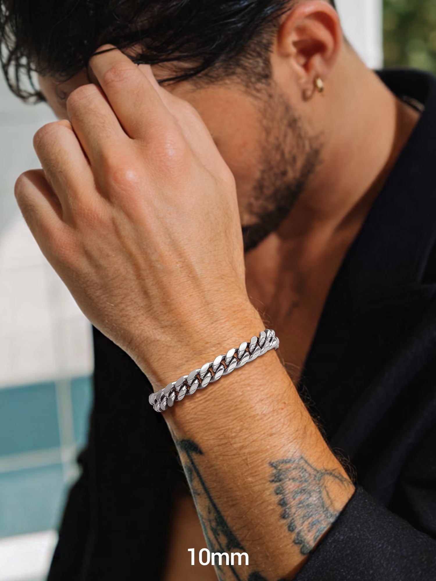 Bracelet for Men Chunky Cuban Bracelet 10MM 7.5 Inch Stainless Steel Chain Bracelet Mens Birthday Father Day Graduation Jewelry Gifts for Him Dad Adults Age
