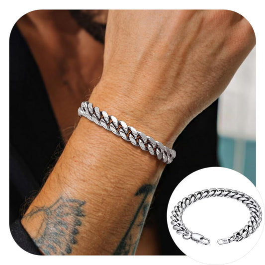 Bracelet for Men Chunky Cuban Bracelet 10MM 7.5 Inch Stainless Steel Chain Bracelet Mens Birthday Father Day Graduation Jewelry Gifts for Him Dad Adults Age