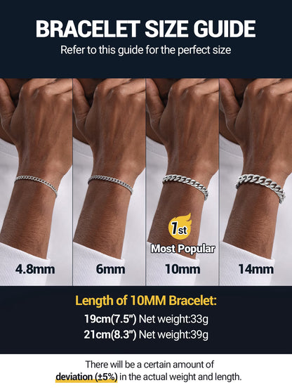 Bracelet for Men Chunky Cuban Bracelet 10MM 7.5 Inch Stainless Steel Chain Bracelet Mens Birthday Father Day Graduation Jewelry Gifts for Him Dad Adults Age